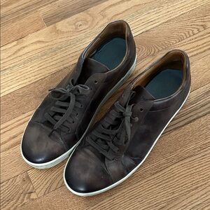 Magnanni Brown Leather Low-Top Lace-Up Sneakers